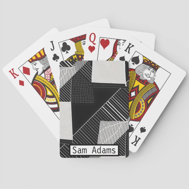 Baraja De Cartas Geométrico mixto moderno negro y blanco (Reverso)
