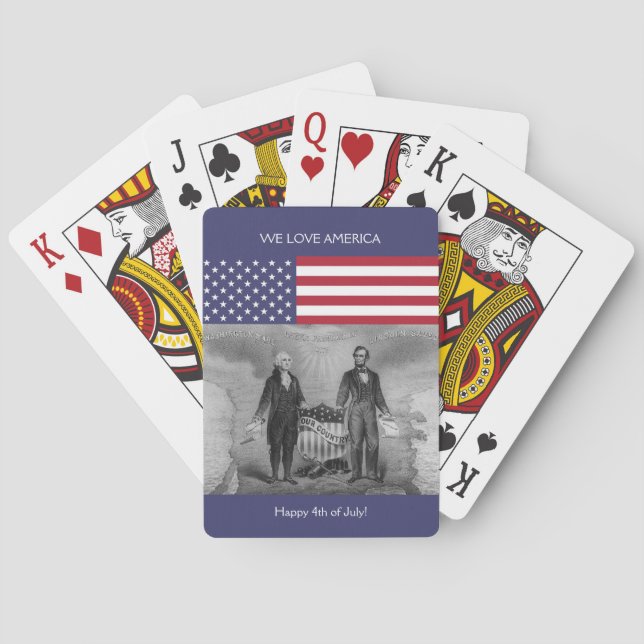 Baraja De Cartas George Washington Abraham Lincoln American Flag Es (Reverso)