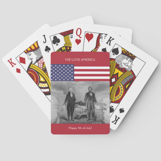 Baraja De Cartas George Washington Abraham Lincoln American Flag Es (Reverso)