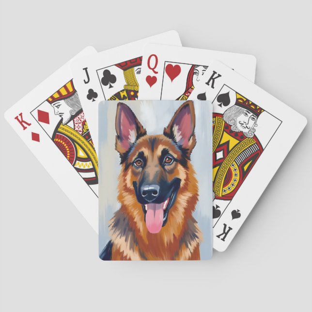 Baraja De Cartas German Shepherd | Dog Watercolor Pet (Reverso)
