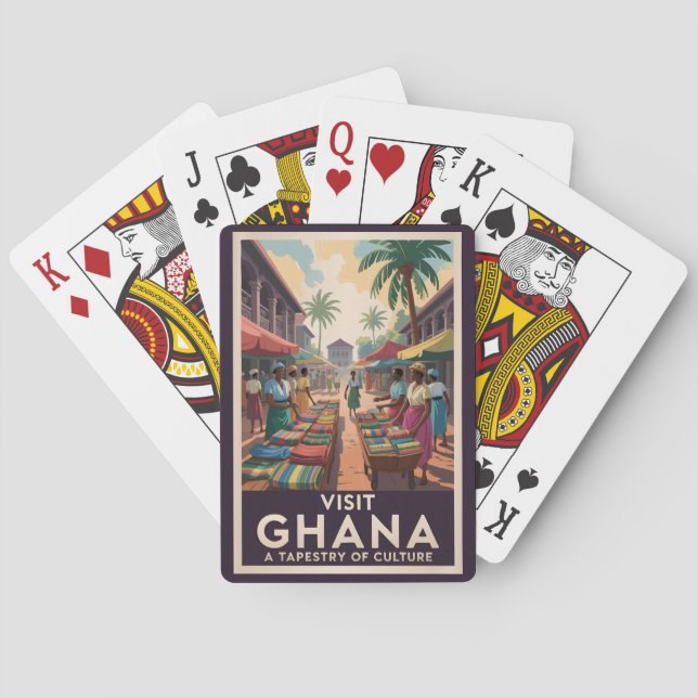 Baraja De Cartas Ghana Ilustracion de mercado Viaje de arte (Reverso)