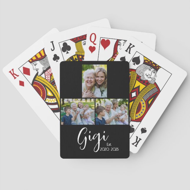Baraja De Cartas Gigi Script Establecido Negro 3 Foto (Reverso)