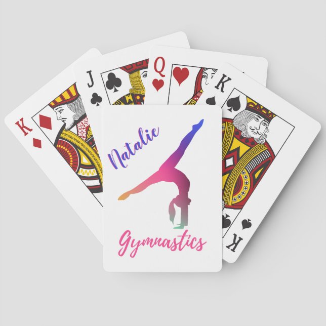 Baraja De Cartas Gimnasia - Kickover Púrpura Rosa Personalizado (Reverso)