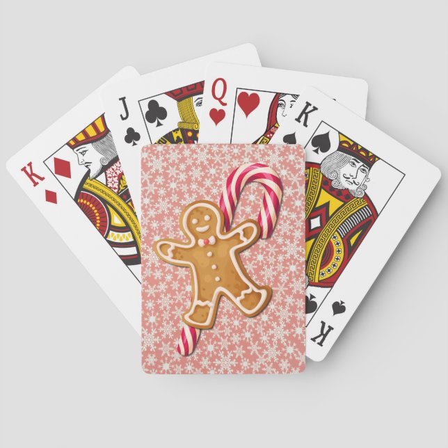 Baraja De Cartas Gingerbread Man and Candy Cane Art  (Reverso)