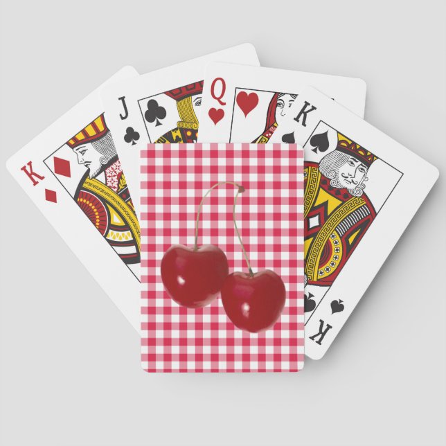 Baraja De Cartas Gingham Rojo Cereza (Reverso)