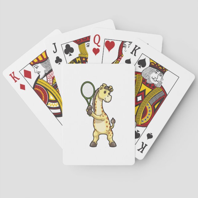 Baraja De Cartas Giraffe at Tennis with Tennis racket (Reverso)