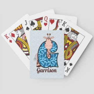 Baraja De Cartas Giraffe azul Monograma G Niños