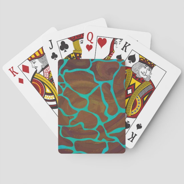 Baraja De Cartas Giraffe Brown y la impresión Verde azulada (Reverso)