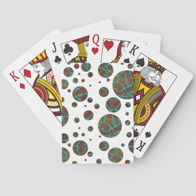 Baraja De Cartas Giraffe Brown y la impresión Verde azulada (Reverso)