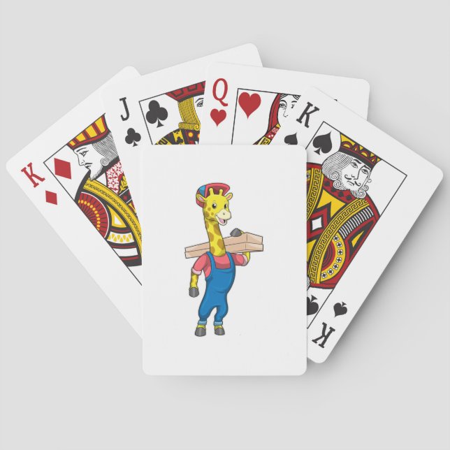 Baraja De Cartas Giraffe como carpintero con madera (Reverso)