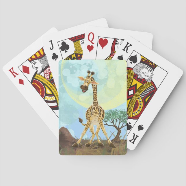 Baraja De Cartas Giraffe del desfile de animales (Reverso)