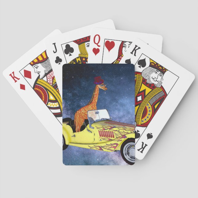 Baraja De Cartas Giraffe en las tarjetas de juego espaciales (Reverso)