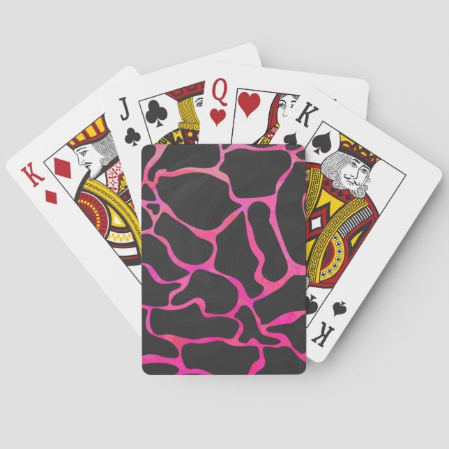 Baraja De Cartas Giraffe Impresión rosa y negra caliente (Reverso)