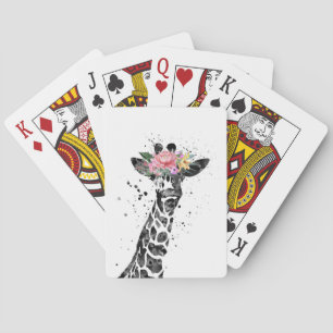 Baraja De Cartas Giraffe Lover Giraffe Y Flor