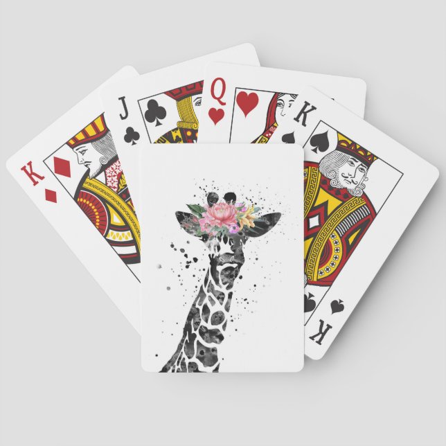 Baraja De Cartas Giraffe Lover Giraffe Y Flor (Reverso)