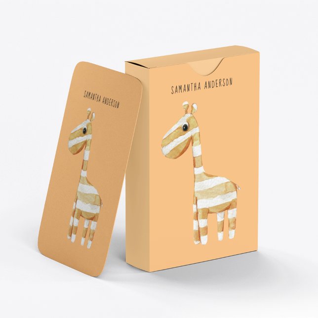 Baraja De Cartas Giraffe Naranja de Belleza Moderna con nombre (Subido por el creador)