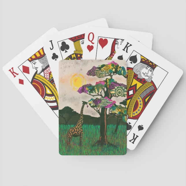 Baraja De Cartas Giraffe sobre los aviones de África (Reverso)