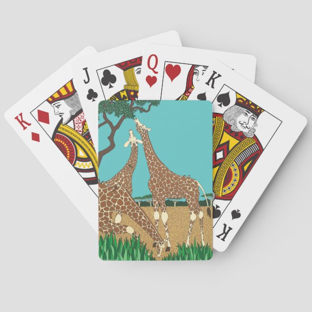 Baraja De Cartas Giraffes y pájaros martilleros (Reverso)