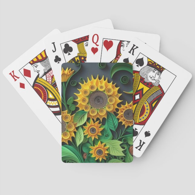 Baraja De Cartas Girasoles 3D (Reverso)