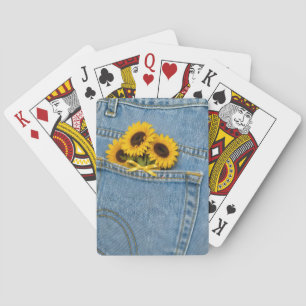 Baraja De Cartas Girasoles amarillos en el bolsillo de unos vaquero