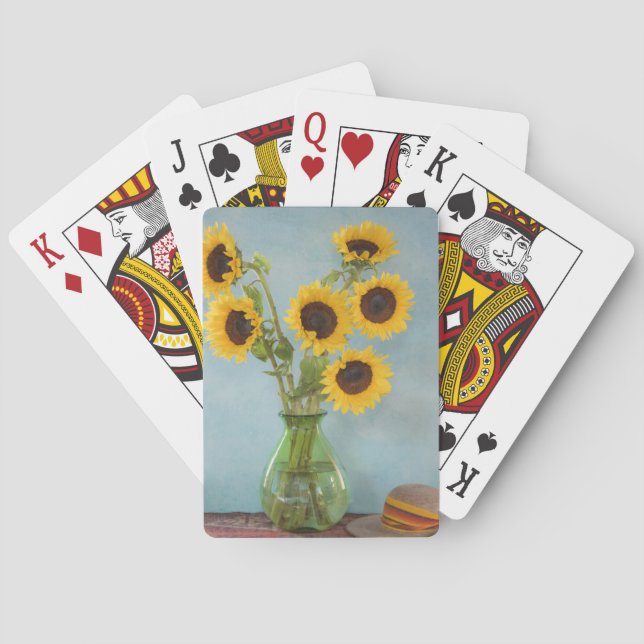 Baraja De Cartas Girasoles en jarrón sobre mesa (Reverso)