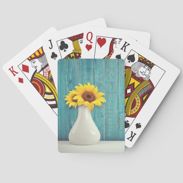 Baraja De Cartas Girasoles en un jarrón (Reverso)