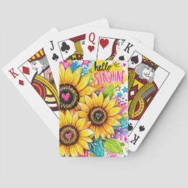 BARAJA DE CARTAS GIRASOLES Y CORAZONES BRILLANTES Y COLORIDOS DE VE