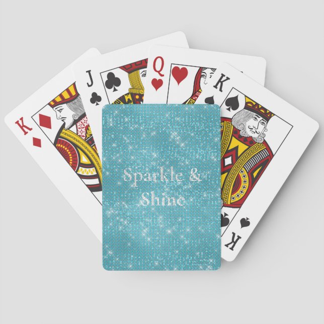 Baraja De Cartas Girly Aqua Blue Glitzy Sparkle (Reverso)