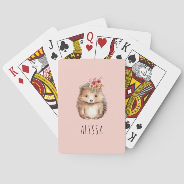 Baraja De Cartas Girly Hedgehog Personalizado (Reverso)