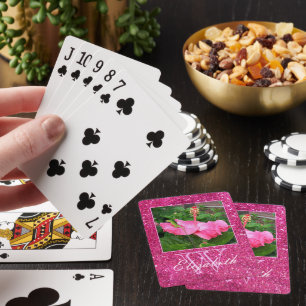 Baraja De Cartas Girly Purpurina Sparkles Monograma Personalizado F