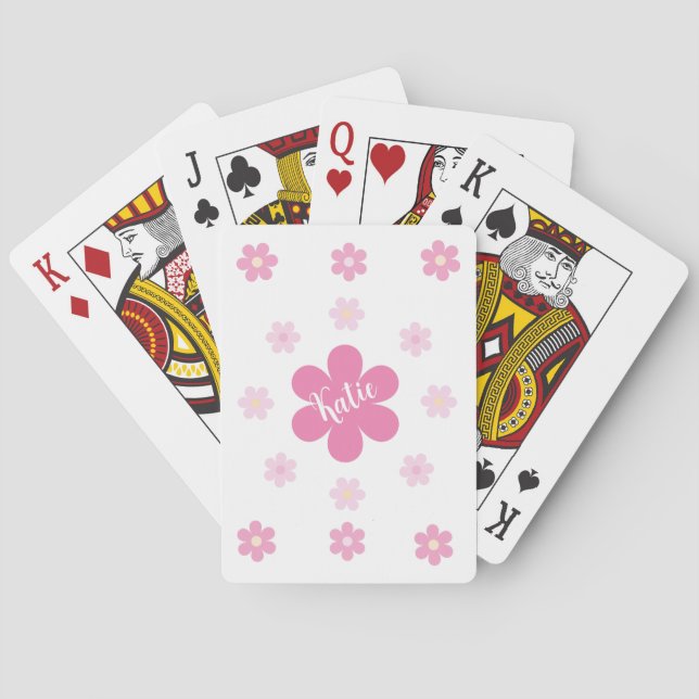 Baraja De Cartas Glam de flor rosa (Reverso)