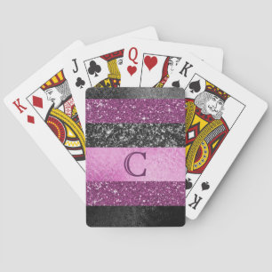 Baraja De Cartas Glam deportivo rosa, morado y negro con raya de br