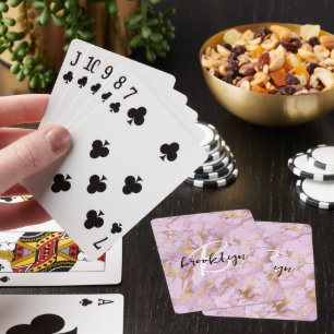 Baraja De Cartas Glam Purple Gold Mármol Monograma Script