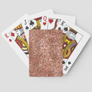 Baraja De Cartas Glam Sparkle Purpurina Rojo Leopardo de oro