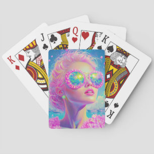 Baraja De Cartas Glamorosa mujer neón con gafas de espuma