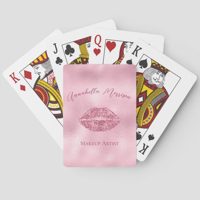 Baraja De Cartas Glamorosos labios de Purpurina rosa (Reverso)