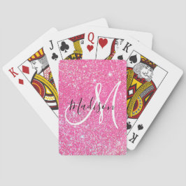 Baraja De Cartas Glamour Femenino Rosa Brillante Purpurina Monogram