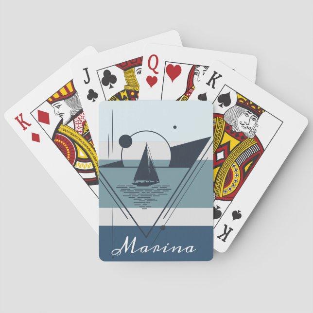 Baraja De Cartas Glancha de vela geométrica Arte moderno personaliz (Reverso)