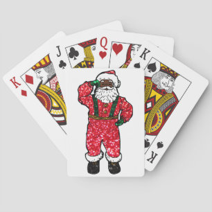 Baraja De Cartas glitter black santa claus