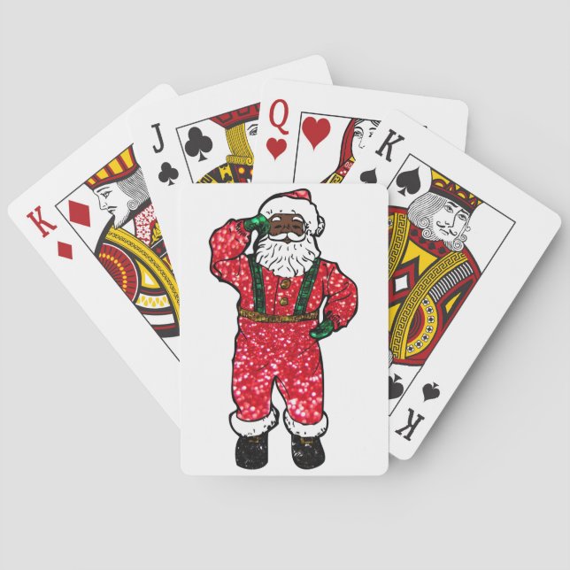 Baraja De Cartas glitter black santa claus (Reverso)