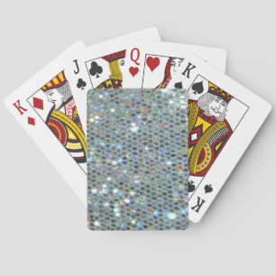 Baraja De Cartas Glitzy Sparkly Silver Purpurina Bling