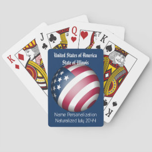 Baraja De Cartas Globe de bandera estadounidense personalizado para