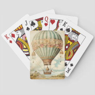 Baraja De Cartas Globo aerostático vintage steampunk azul