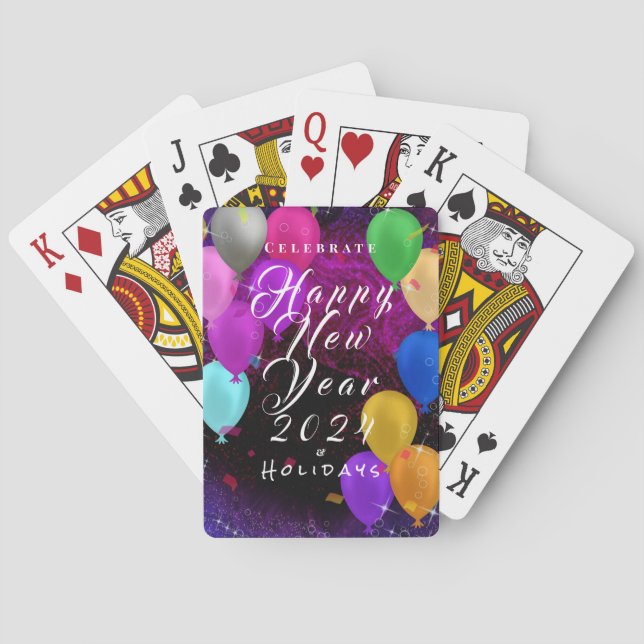 Baraja De Cartas Globo de Año Nuevo feliz (Reverso)
