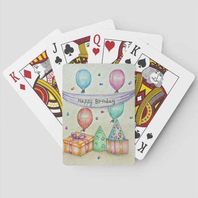 Baraja De Cartas globos de cumpleaños (Reverso)
