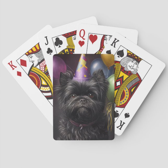 Baraja De Cartas Globos de cumpleaños de Affenpinscher Dog (Reverso)