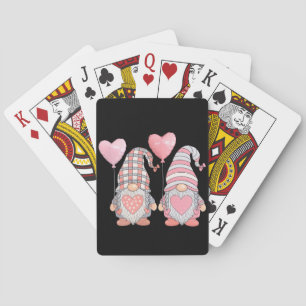Baraja De Cartas Globos de Gnome de la pareja del corazón rosado el