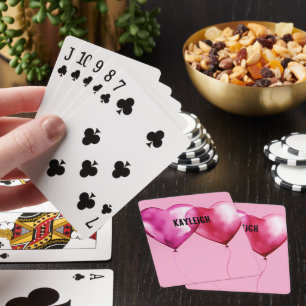 Baraja De Cartas Globos del corazón rosado