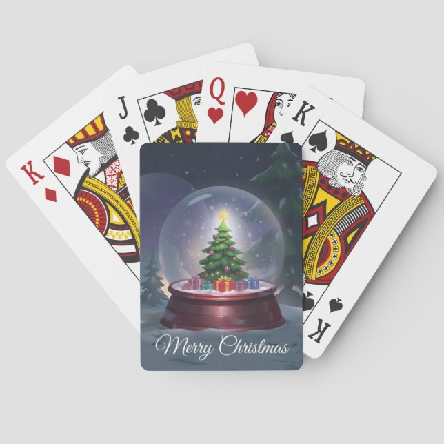 Baraja De Cartas Glóbulo de nieve de árbol de Navidad (Reverso)