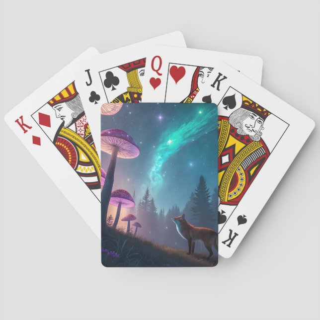 Baraja De Cartas Glowing Mushroom Forest Fox Fantasy Art (Reverso)